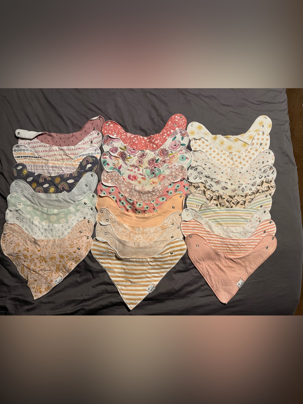 Copper Pearl Assorted Floral & Pastel Kids Bandana Bibs - Multi-Color Lot of 26